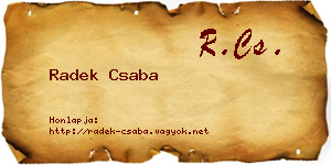 Radek Csaba névjegykártya